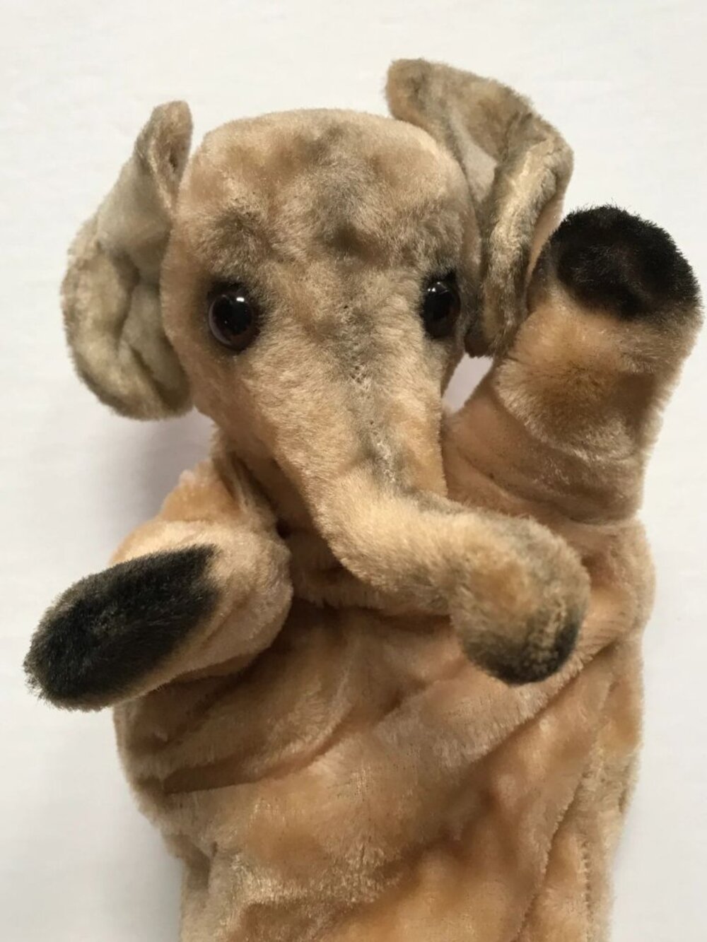 Chenille Elephant Hand Puppet Plush Toy Mid Century Vintage